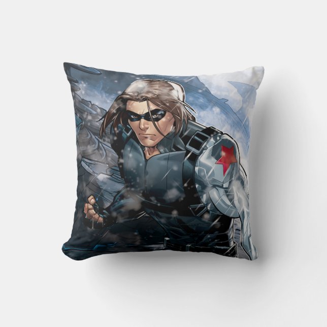 Avengers Classics | Winter Soldier In Snow Throw Pillow (Front)