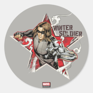 Avengers Classics Winter Soldier Star Graphic Classic Round Sticker
