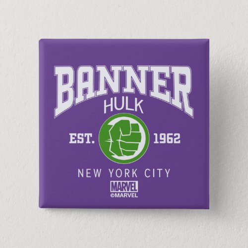 Avengers Collegiate Logo Banner Hulk Button