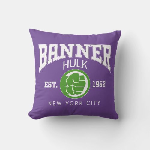 Avengers Collegiate Logo Banner Hulk Throw Pillow
