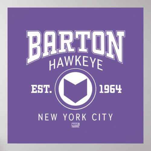 Avengers Collegiate Logo Barton Hawkeye Poster