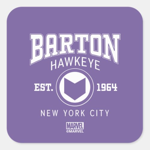 Avengers Collegiate Logo Barton Hawkeye Square Sticker