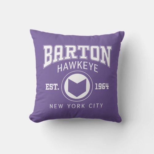 Avengers Collegiate Logo Barton Hawkeye Throw Pillow