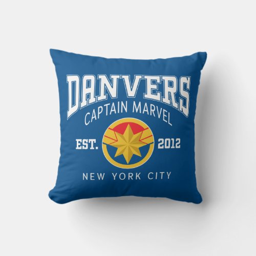 Avengers Collegiate Logo Danvers Captain Marvel Throw Pillow