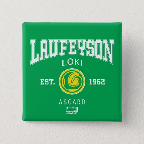 Avengers Collegiate Logo Laufeyson Loki Button