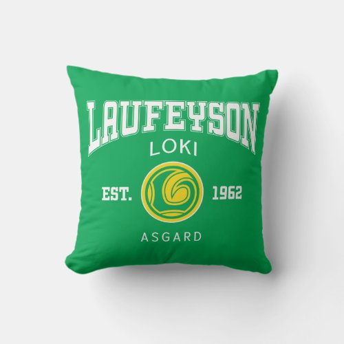 Avengers Collegiate Logo Laufeyson Loki Throw Pillow