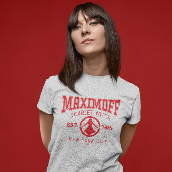 Avengers Collegiate Logo: Maximoff Scarlet Witch T-shirt by avengersclassics at Zazzle