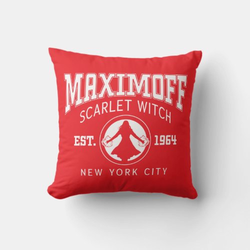 Avengers Collegiate Logo Maximoff Scarlet Witch Throw Pillow