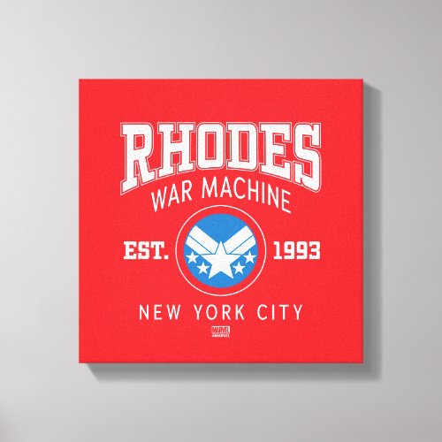 Avengers Collegiate Logo Rhodes War Machine Canvas Print