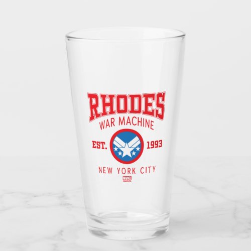 Avengers Collegiate Logo Rhodes War Machine Glass
