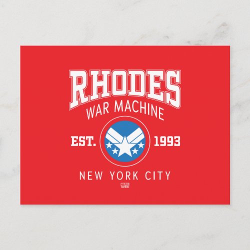 Avengers Collegiate Logo Rhodes War Machine Postcard