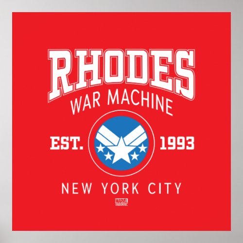 Avengers Collegiate Logo Rhodes War Machine Poster