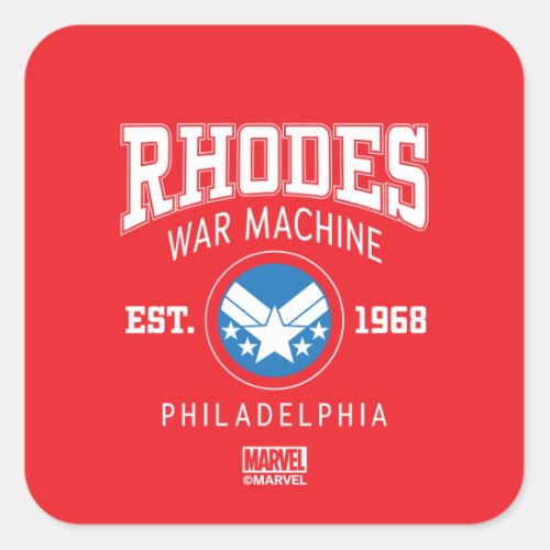 Avengers Collegiate Logo Rhodes War Machine Square Sticker