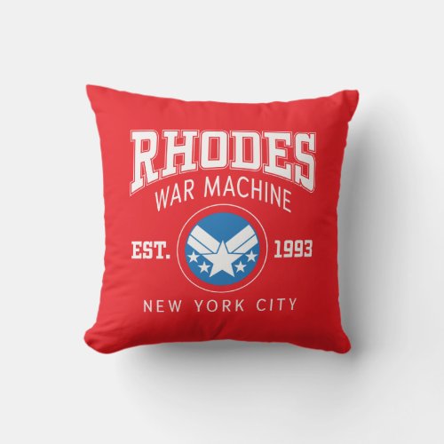 Avengers Collegiate Logo Rhodes War Machine Throw Pillow
