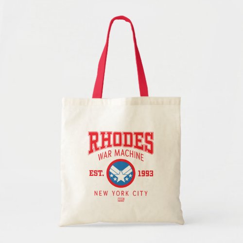 Avengers Collegiate Logo Rhodes War Machine Tote Bag