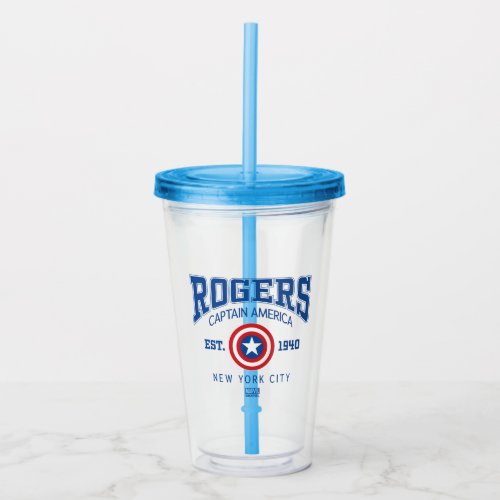 Avengers Collegiate Logo Rogers Captain America Acrylic Tumbler