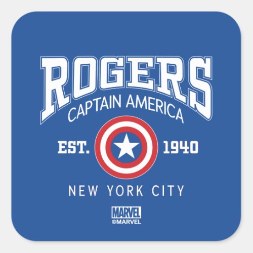 Avengers Collegiate Logo Rogers Captain America Square Sticker