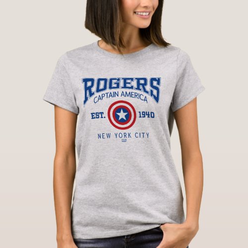 Avengers Collegiate Logo Rogers Captain America T_Shirt