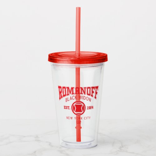 Avengers Collegiate Logo Romanoff Black Widow Acrylic Tumbler