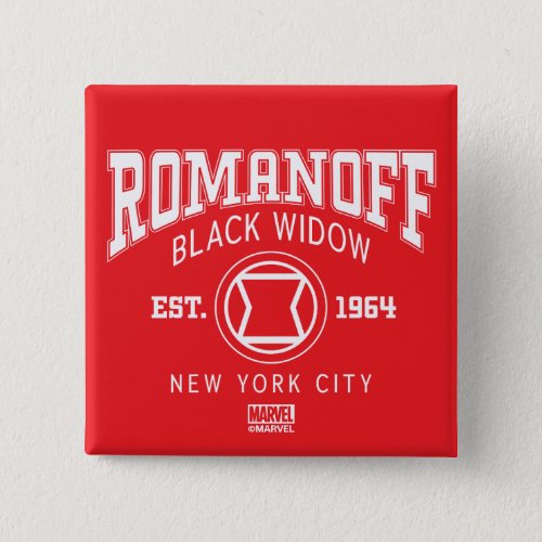 Avengers Collegiate Logo Romanoff Black Widow Button