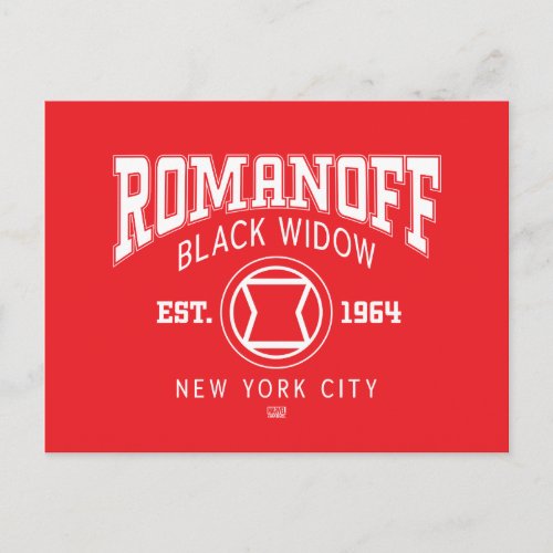 Avengers Collegiate Logo Romanoff Black Widow Postcard