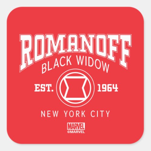 Avengers Collegiate Logo Romanoff Black Widow Square Sticker