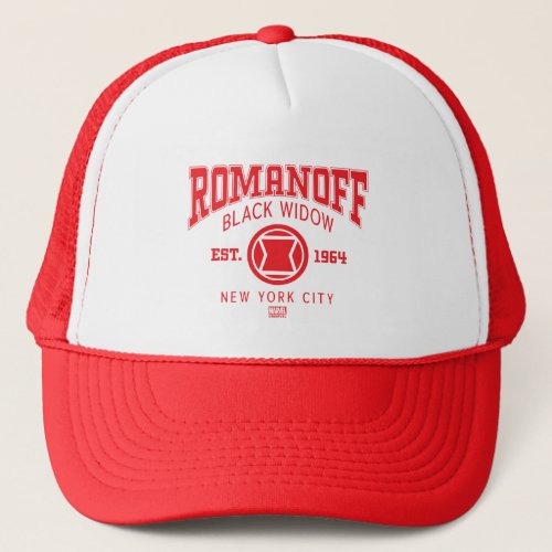 Avengers Collegiate Logo Romanoff Black Widow Trucker Hat