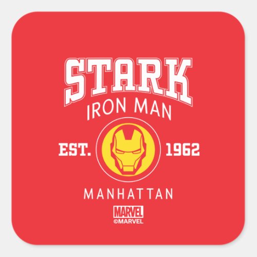 Avengers Collegiate Logo Stark Iron Man Square Sticker