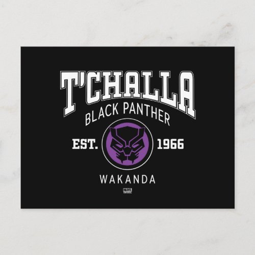 Avengers Collegiate Logo TChalla Black Panther Postcard