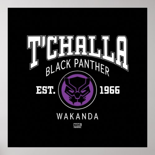 Avengers Collegiate Logo TChalla Black Panther Poster