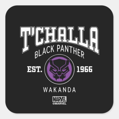 Avengers Collegiate Logo TChalla Black Panther Square Sticker