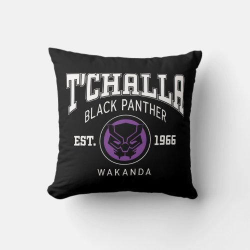 Avengers Collegiate Logo TChalla Black Panther Throw Pillow