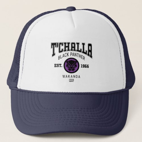 Avengers Collegiate Logo TChalla Black Panther Trucker Hat