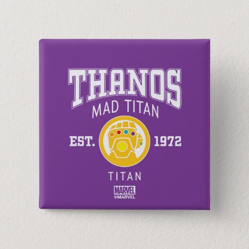 Avengers Collegiate Logo Thanos Mad Titan Button