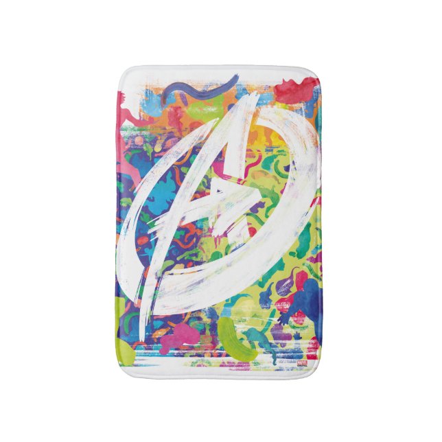 Avengers | Colorful Graffiti Silhouette Logo Bath Mat (Front Vertical)
