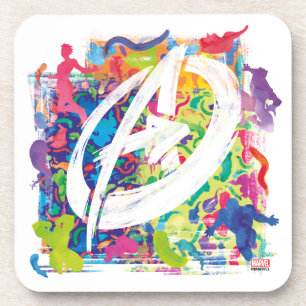 Avengers Colorful Graffiti Silhouette Logo Beverage Coaster