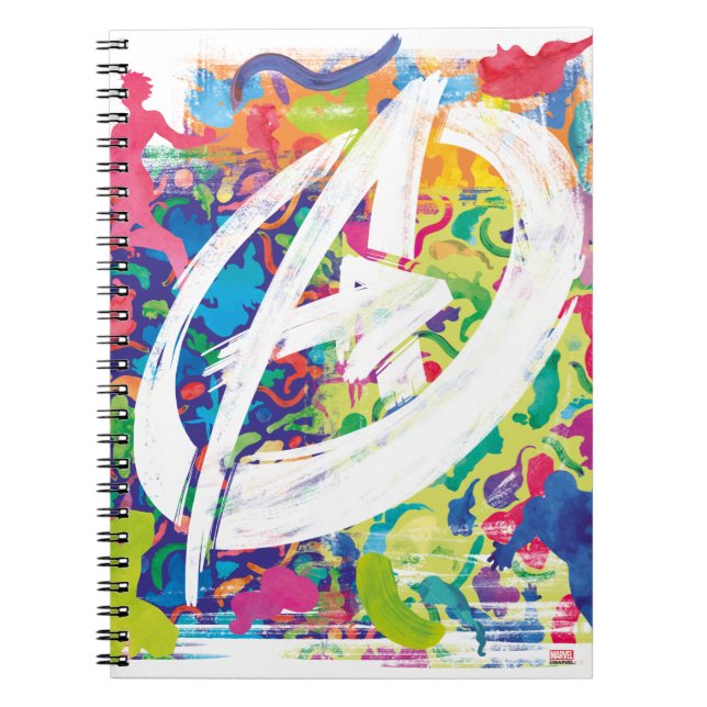 Avengers | Colorful Graffiti Silhouette Logo Notebook (Front)