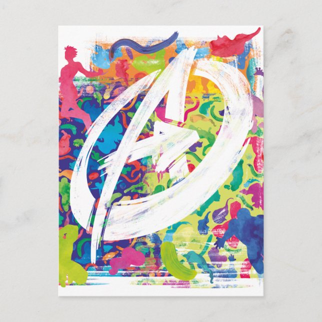 Avengers | Colorful Graffiti Silhouette Logo Postcard (Front)