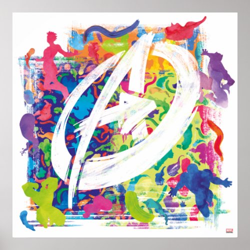 Avengers  Colorful Graffiti Silhouette Logo Poster