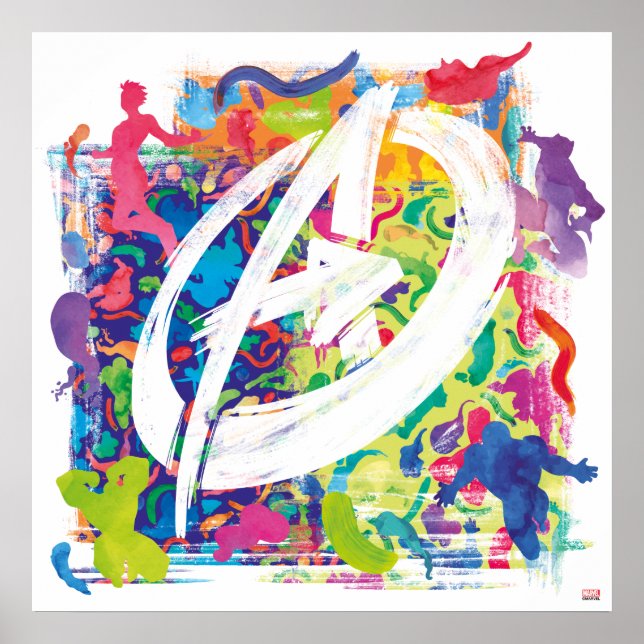 Avengers | Colorful Graffiti Silhouette Logo Poster (Front)