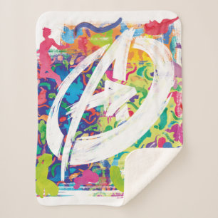 Avengers   Colorful Graffiti Silhouette Logo Sherpa Blanket