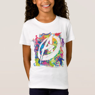 Avengers Colorful Graffiti Silhouette Logo T-Shirt