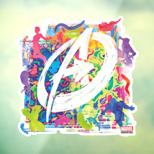 Avengers Colorful Graffiti Silhouette Logo Window Cling