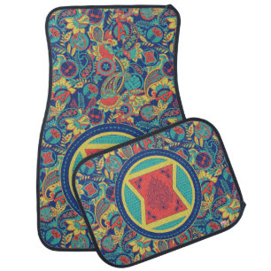 Avengers Colorful Paisley Black Widow Logo Car Floor Mat