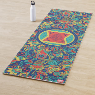 Avengers Colorful Paisley Black Widow Logo Yoga Mat