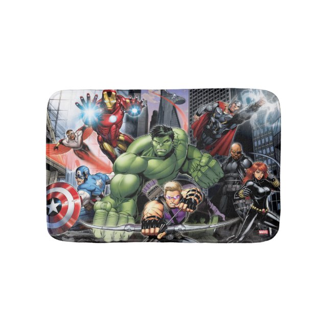 Avengers Defending City Bath Mat (Front)