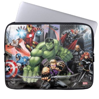 Avengers Defending City Laptop Sleeve by avengersclassics at Zazzle