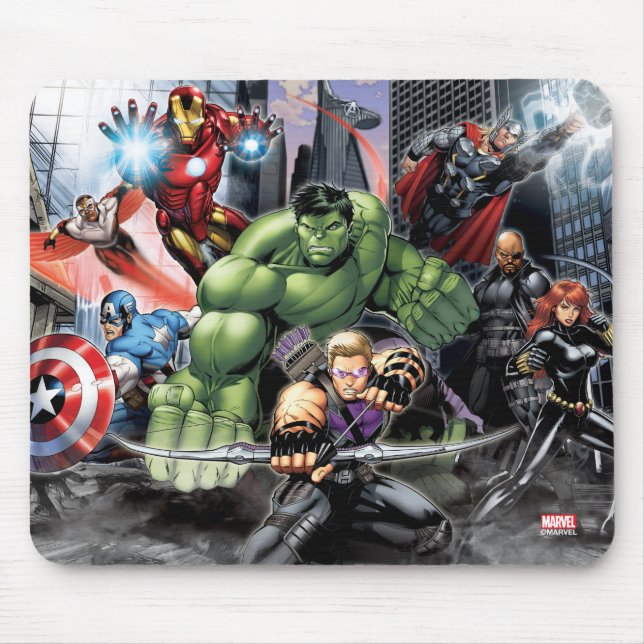 Avengers Defending City Mouse Pad (Front)