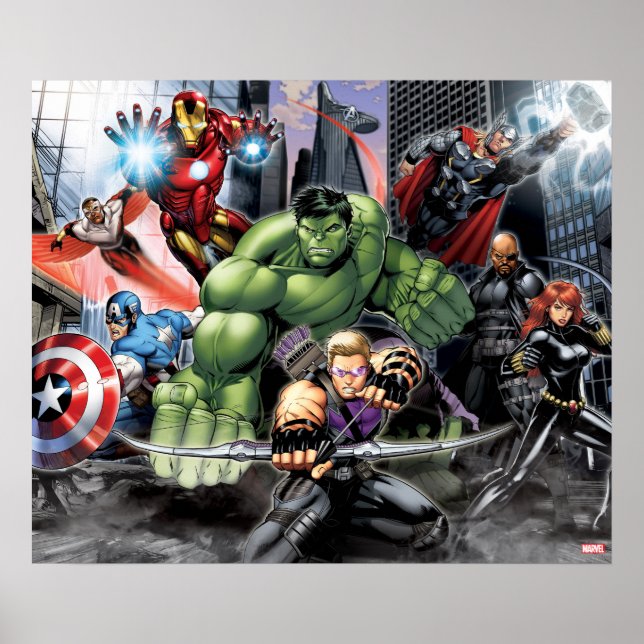 Avengers Defending City Poster (Front)