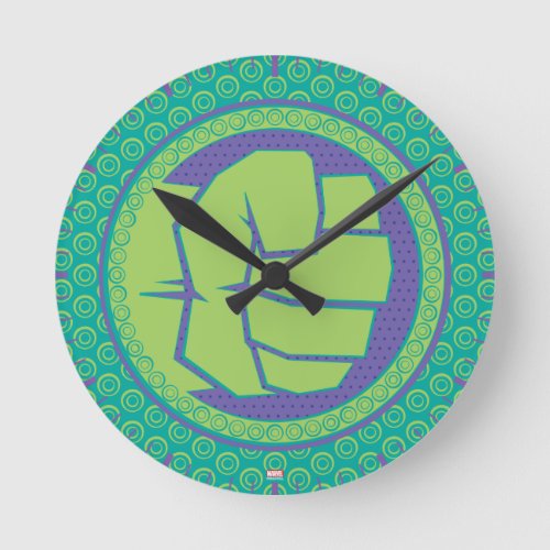 Avengers  Dotted Hulk Logo Round Clock